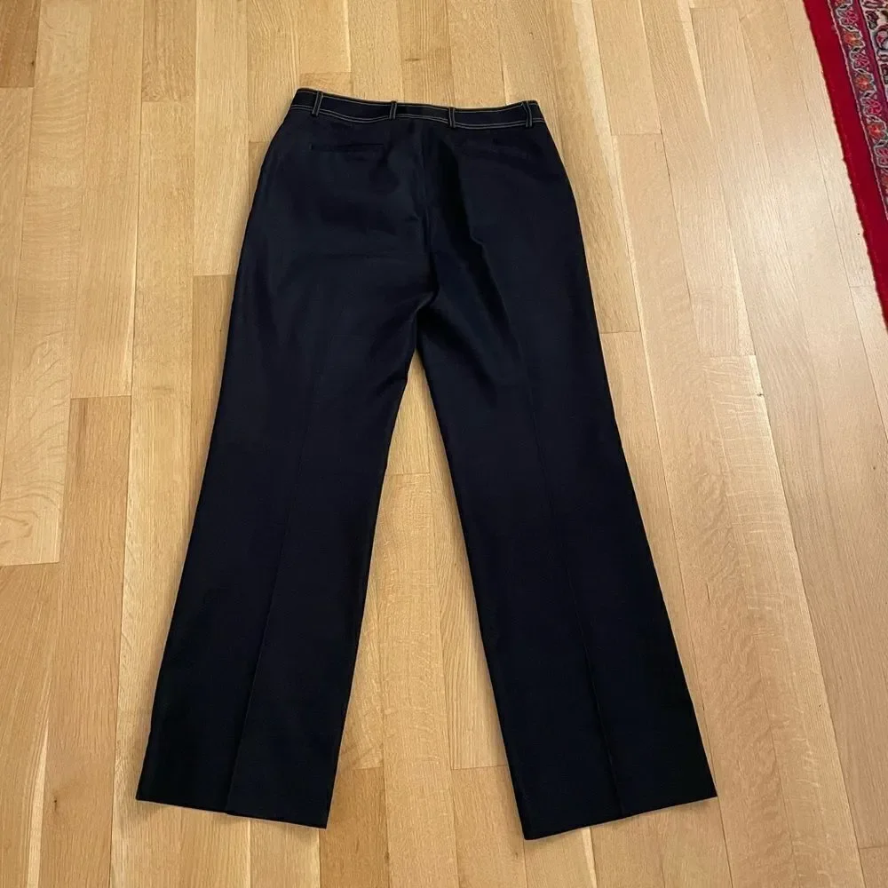 Tahari navy blue wide-legged pants.